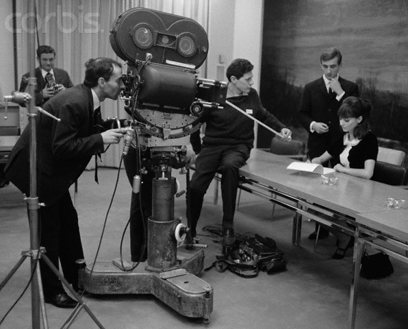 On the set of Alphaville, Une Etrange Aventure de Lemmy Caution